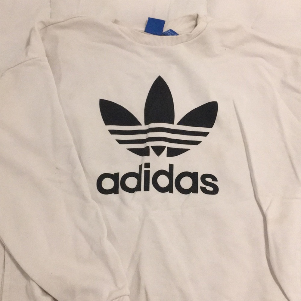 adidas white crewneck